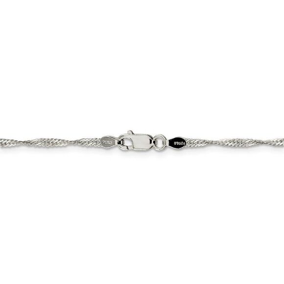 2mm Sterling Silver, Solid Singapore Chain Necklace, 20 Inch - Picture 4 of 8